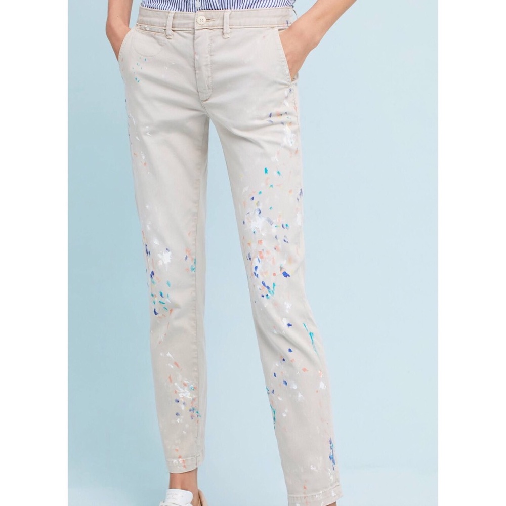 Anthropologie Chino Paint Splatter Relaxed Pants